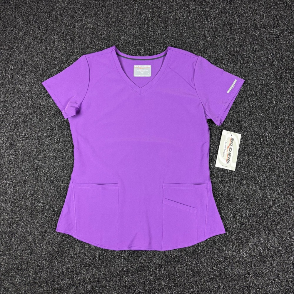 Skechers Barco Breeze V-Neck Scrub Top SK101 Womens Medium Royal Lilac NEW
